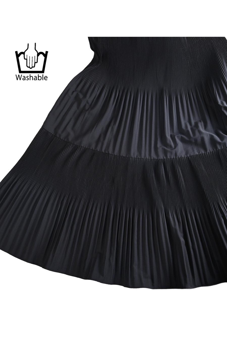 プリーツワンピース+ニットボレロアンサンブル