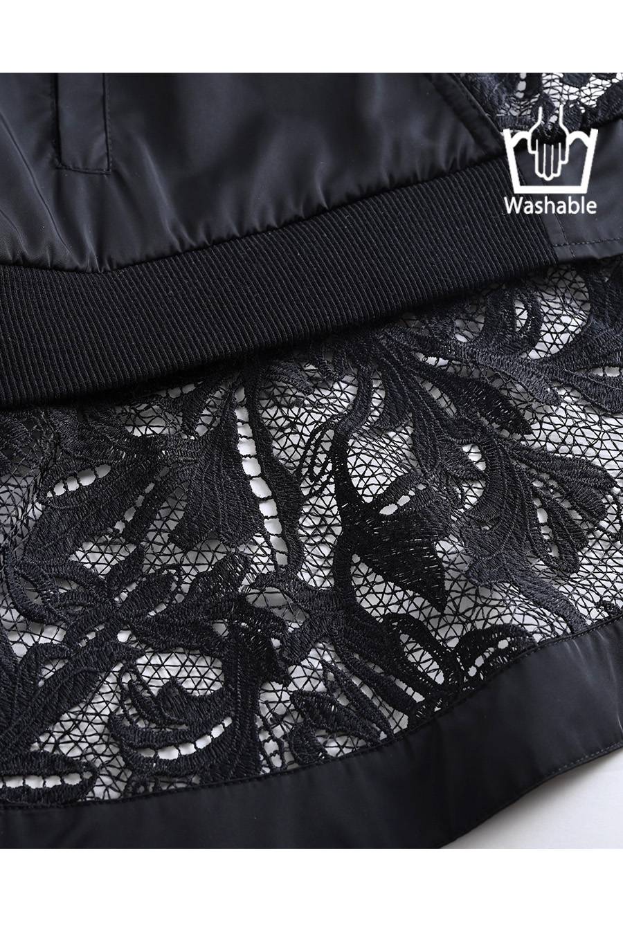 2WAY 総刺繍の贅沢!エンブロイダリーレース・ボンバージャケット