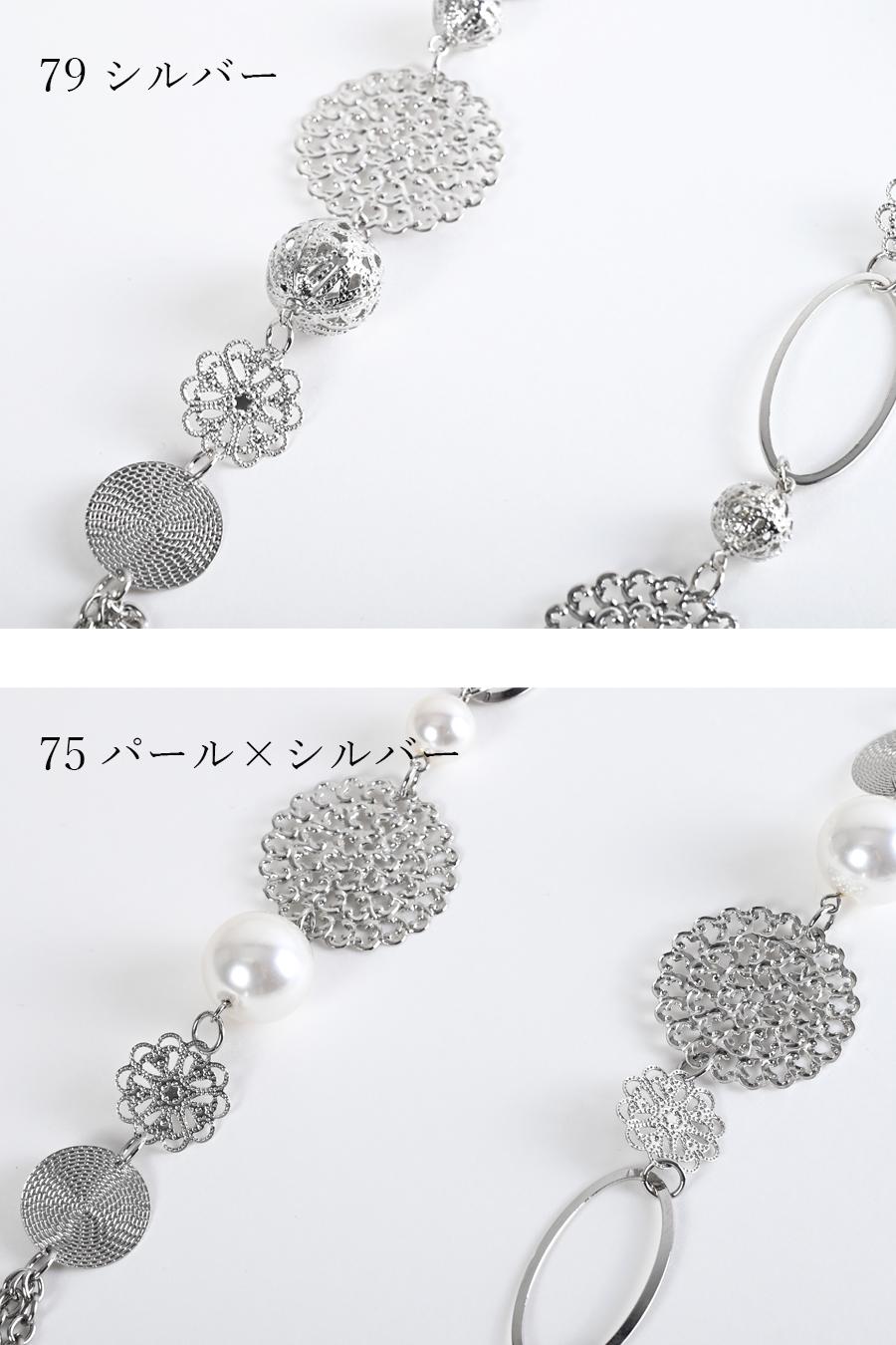 メタル&パール風 軽量ネックレス