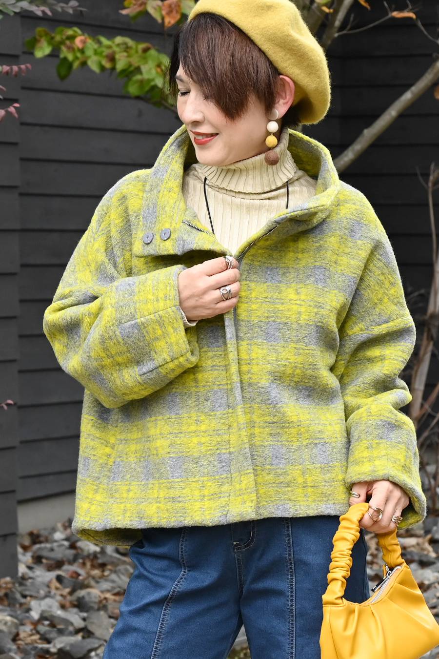ゆったり着られる主役級アウター！ウール混ビッグチェックジャケット