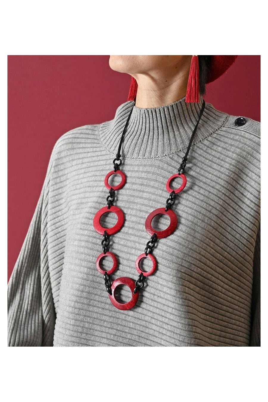 ウッドサークル バイカラーネックレス