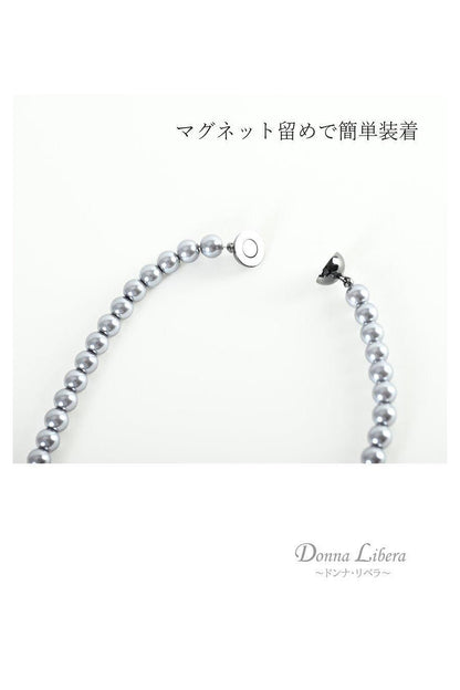 8mmグレーパールのシンプルネックレス
