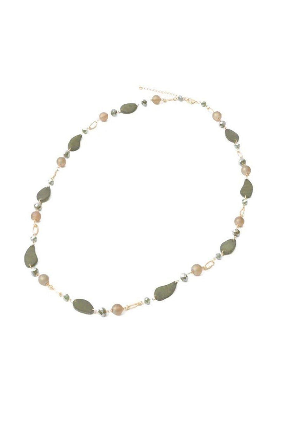 樹脂 アシンメトリー マットゴールドロングネックレス