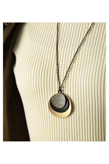 キラキラ ラインストーン＆艶消しメタルペンダント