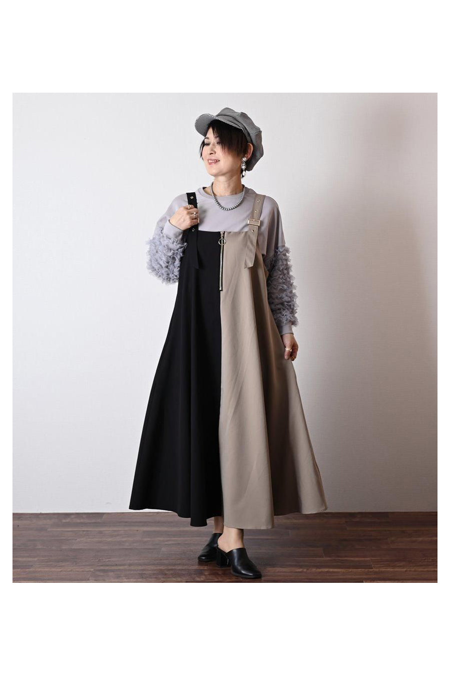 チュールフリル袖 ブラウスライクカットソー