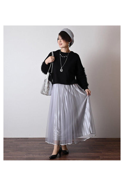 チュールフリル袖 ブラウスライクカットソー