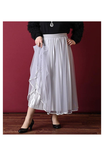 シャイニーレイヤードプリーツ チュールスカート