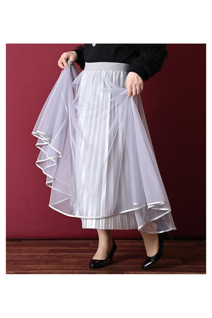 シャイニーレイヤードプリーツ チュールスカート