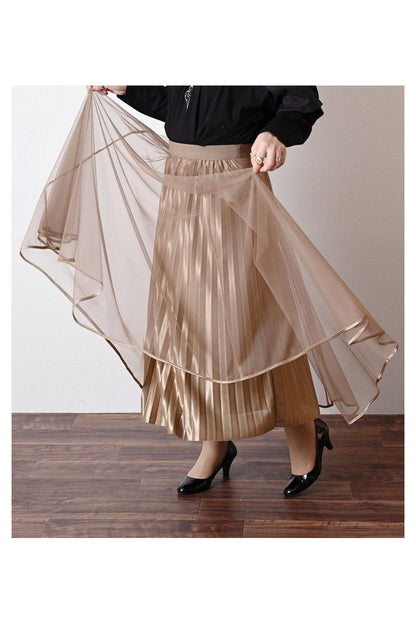 シャイニーレイヤードプリーツ チュールスカート