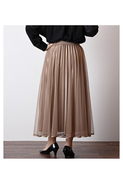 シャイニーレイヤードプリーツ チュールスカート