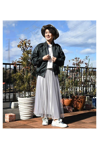 寒暖差に対応！タック＆ギャザー ZIPアップブルゾン