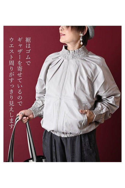 寒暖差に対応！タック＆ギャザー ZIPアップブルゾン