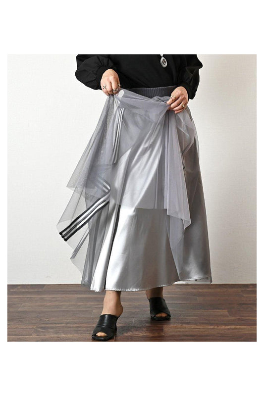 サイドテープシャイニーチュールレイヤードスカート