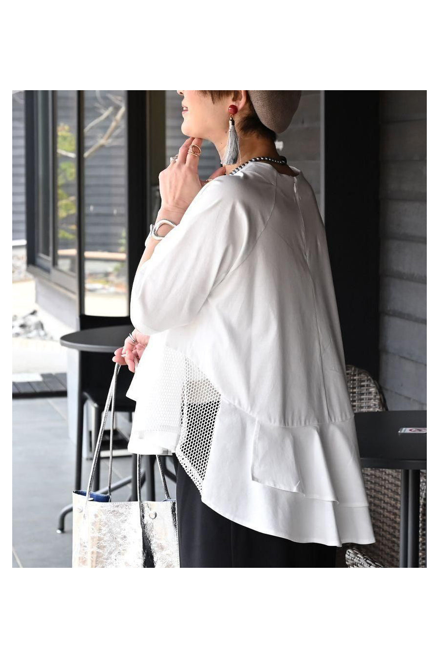 『気になる』をcuteにカバー！シルケットコットン フリル＆メッシュカットソー