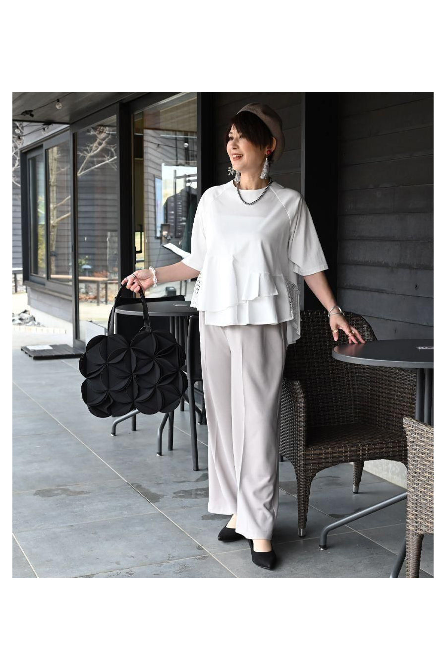 『気になる』をcuteにカバー！シルケットコットン フリル＆メッシュカットソー