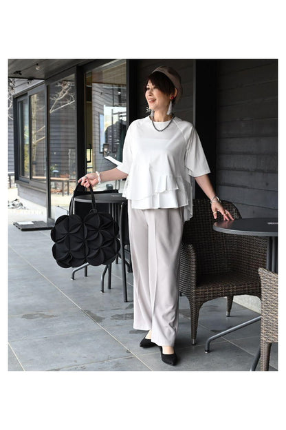 『気になる』をcuteにカバー！シルケットコットン フリル＆メッシュカットソー