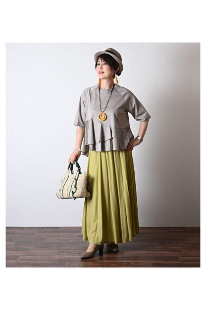 『気になる』をcuteにカバー！シルケットコットン フリル＆メッシュカットソー