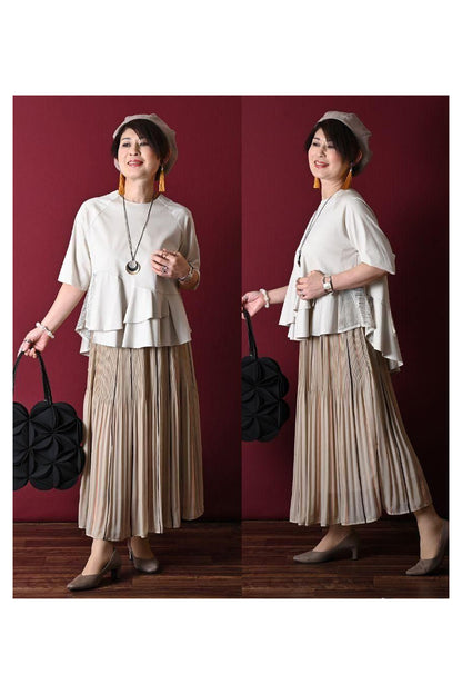 『気になる』をcuteにカバー！シルケットコットン フリル＆メッシュカットソー