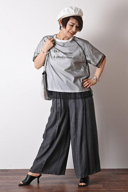 汗染み対策に！チュールレイヤードカットソー