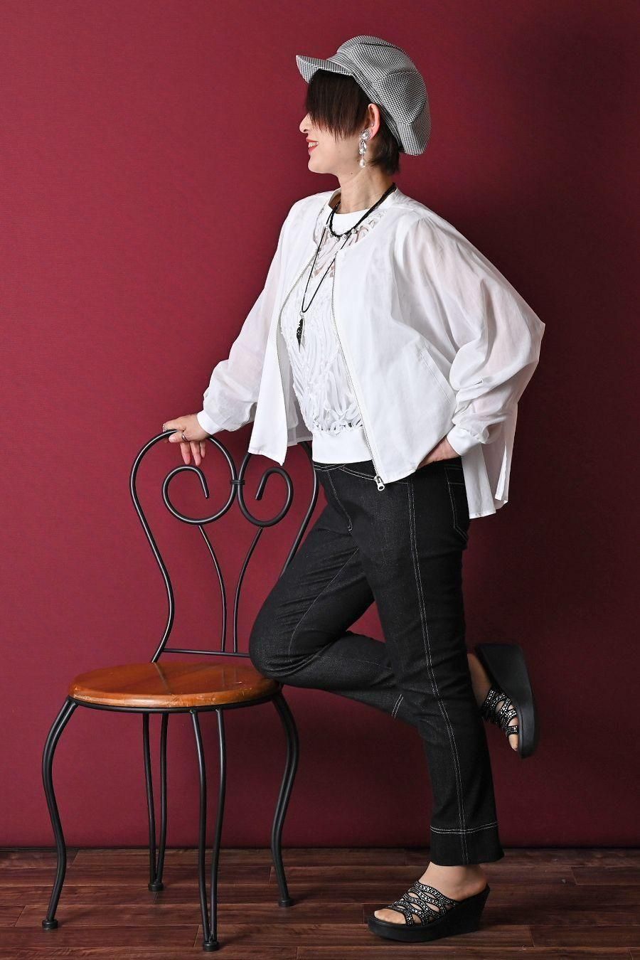 コットンボイル バックフレア ZIPupジャケット