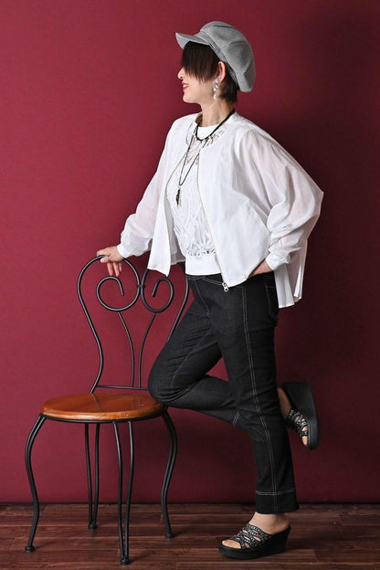 コットンボイル バックフレア ZIPupジャケット