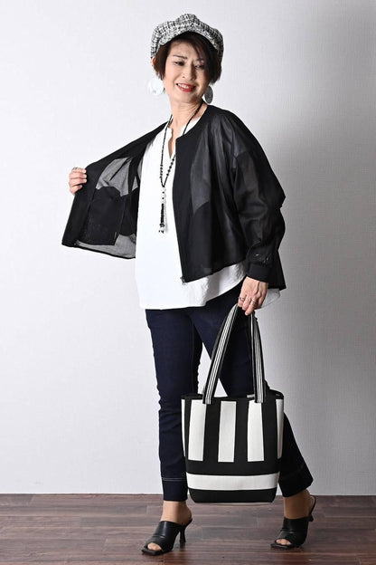 バックフレア ZIPupジャケット＋魔法のデニム2点セットコーデ