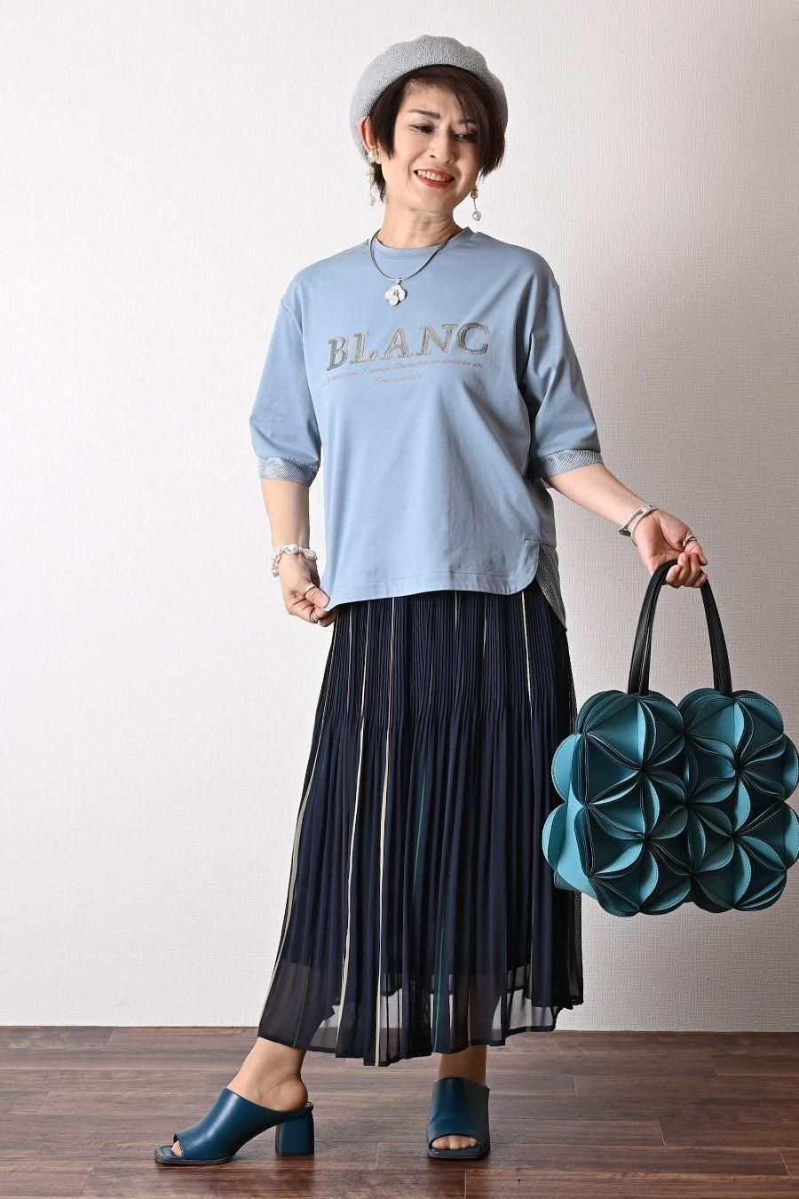 スパンコールロゴ刺繍上質カットソー