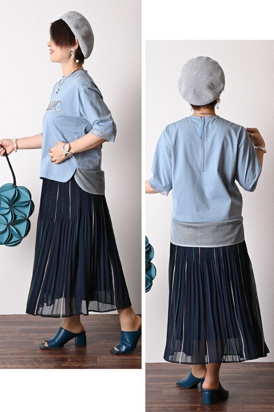 スパンコールロゴ刺繍上質カットソー