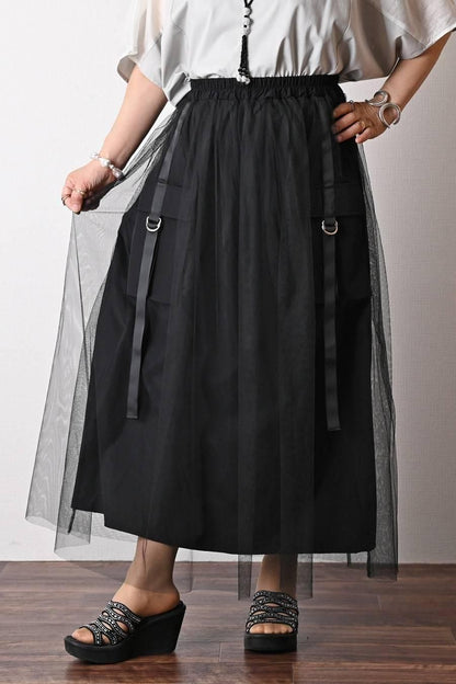 チュールレイヤードビッグポケットスカート