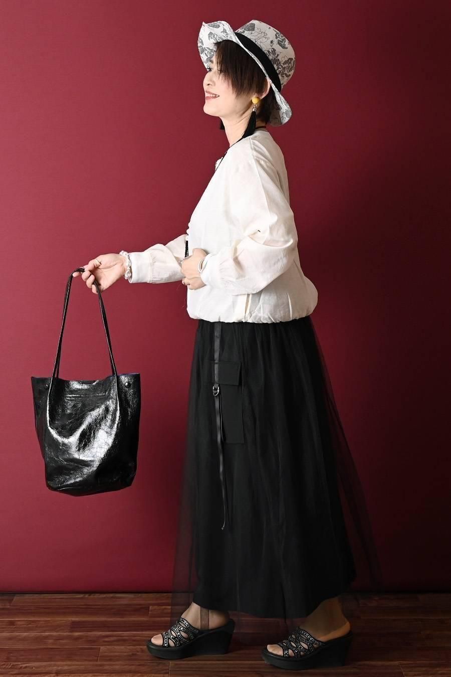 チュールレイヤードビッグポケットスカート
