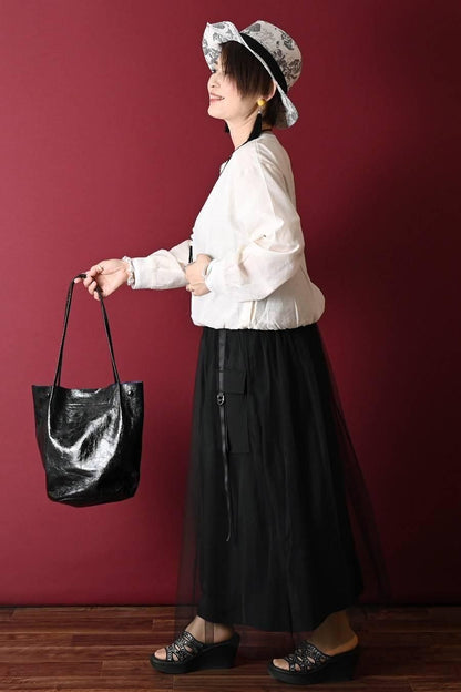 チュールレイヤードビッグポケットスカート