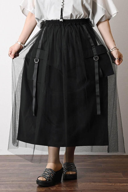 チュールレイヤードビッグポケットスカート