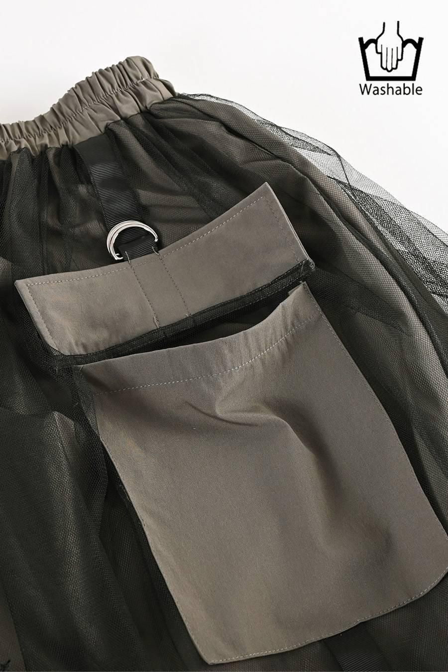 チュールレイヤードビッグポケットスカート