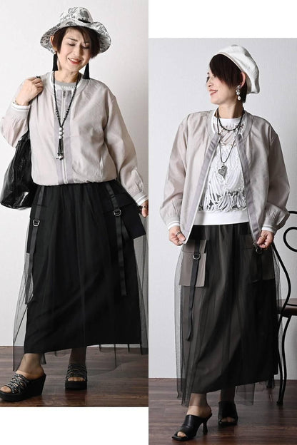 チュールレイヤードビッグポケットスカート