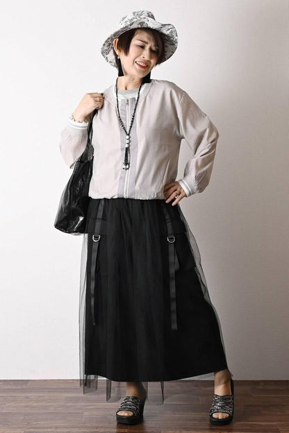 チュールレイヤードビッグポケットスカート