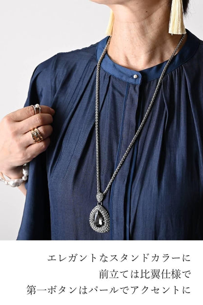 希少綾織微光沢フリル袖ブラウス+マキシ丈 リバーシブルハイウエストスカート2点セットコーデ