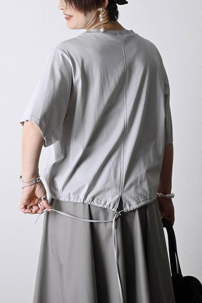 フロッキープリント＆パール 格上カットソー＋トリコロールフレアスカート2点セットコーデ