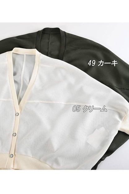 一枚で着てもサマ見え！カノコメッシュ＆リブ ドルマンカーディガン