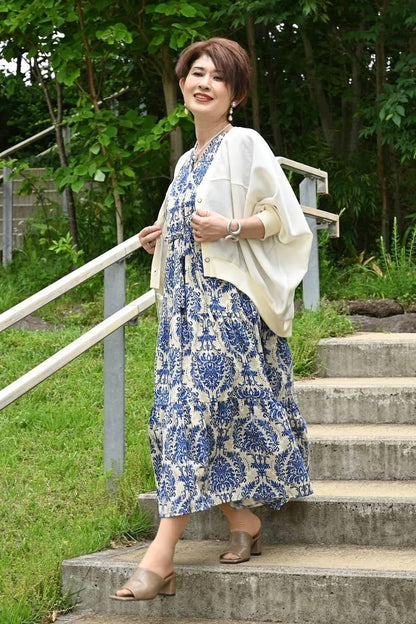 一枚で着てもサマ見え！カノコメッシュ＆リブ ドルマンカーディガン