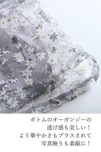 オーガンジーフラワー刺繍＆プリントゴージャスワンピース＆ジャケットセットアップ