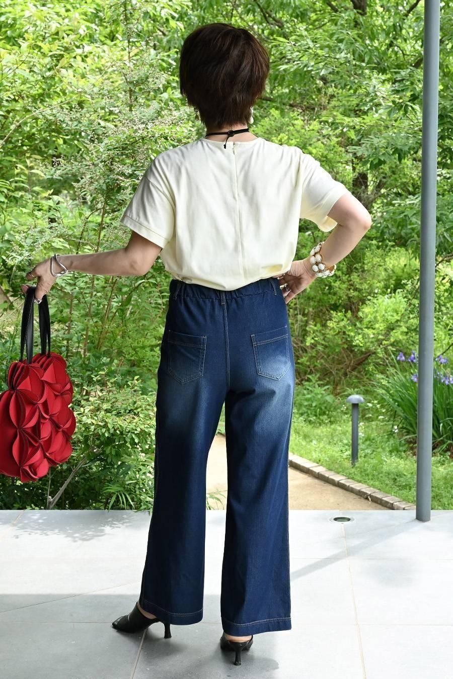 接触冷感デニムベイカーパンツ