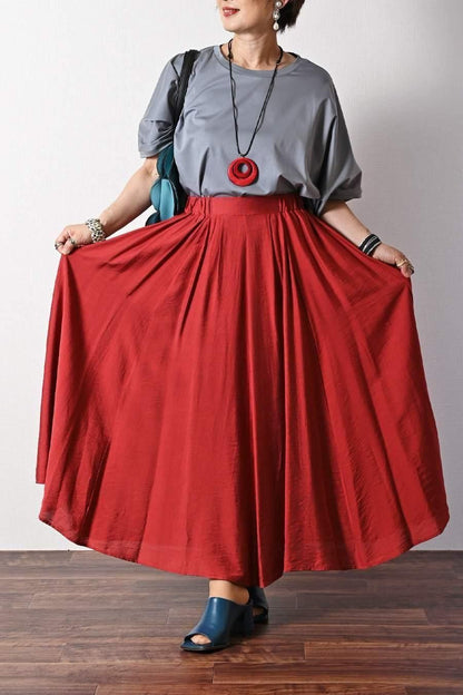 スクエア型チュール切り替えプルオーバー+微光沢8枚接ぎフレアスカート