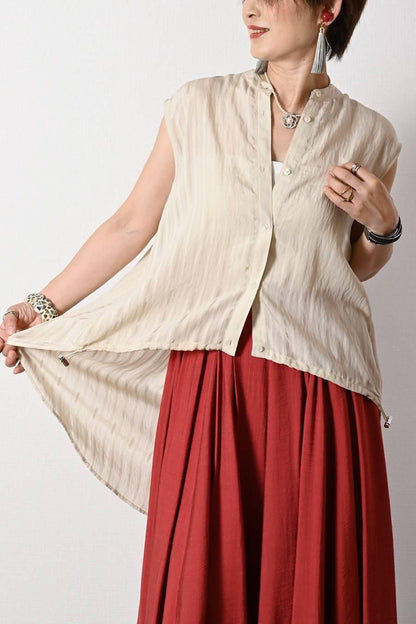 真夏の救世主！シャドーストライプキャップスリーブブラウス