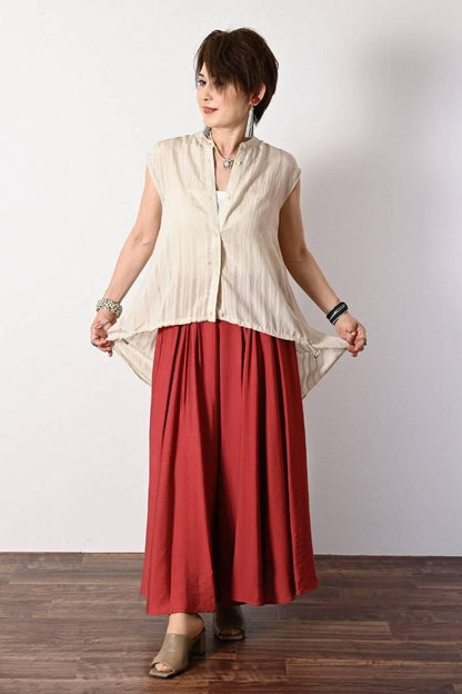 真夏の救世主！シャドーストライプキャップスリーブブラウス