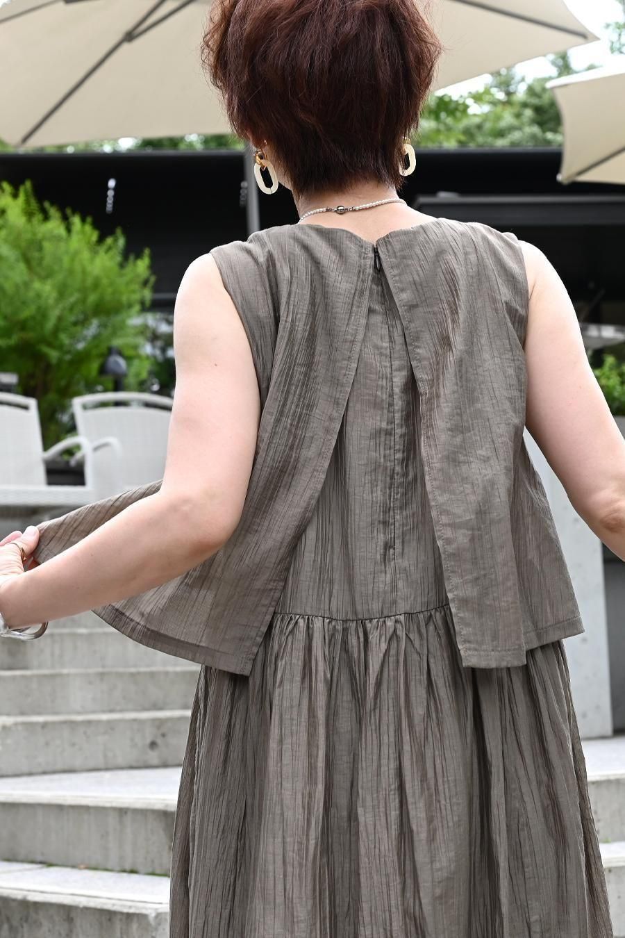 ワンピ一枚でこなれ感！ワッシャー加工 レイヤード風ワンピース