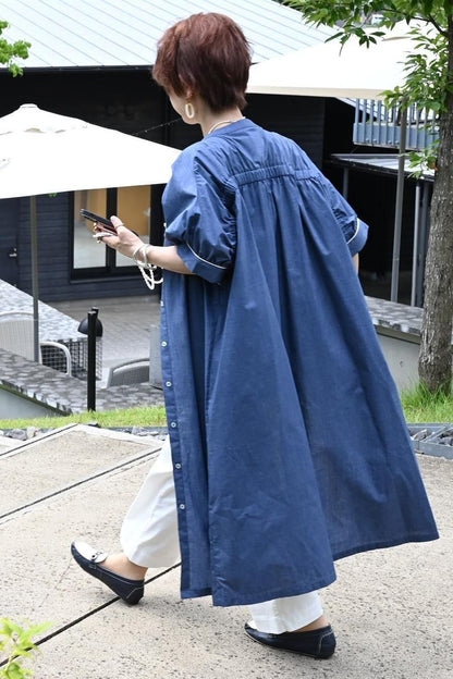 身体が泳ぐボックスシルエット！2wayコットンブロード前開きワンピース