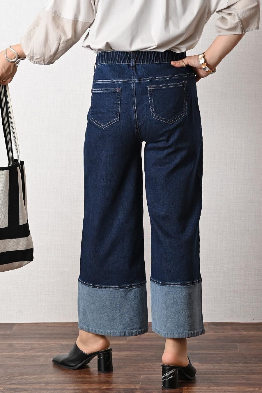 トレンドデニム！ロールアップワイドデニムパンツ