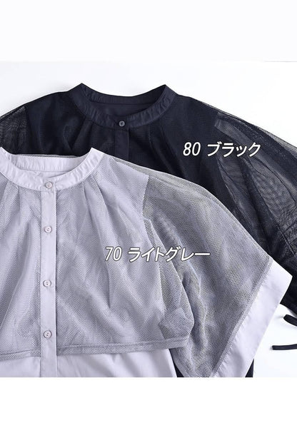 レイヤード風スタンドカラーブラウス