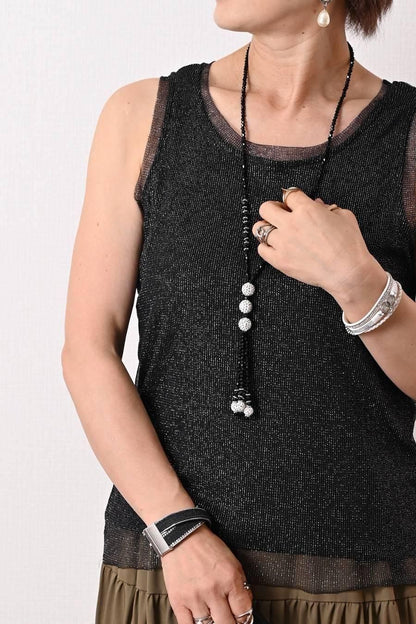 ストレッチラメチュールタンクトップ