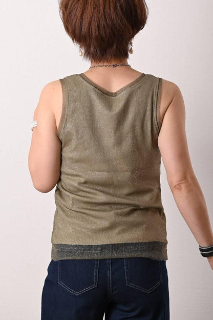 ストレッチラメチュールタンクトップ